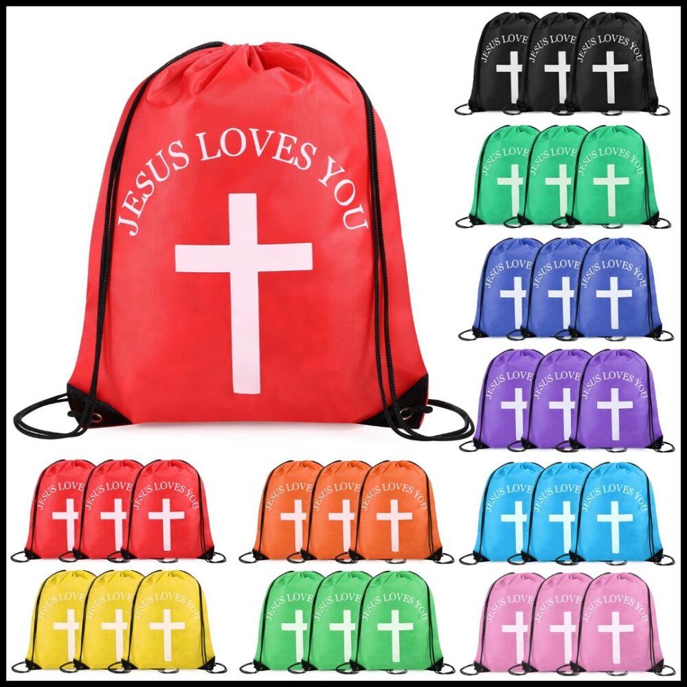 Drawstring Backpack Polyester Daypack Religious G… - image 1